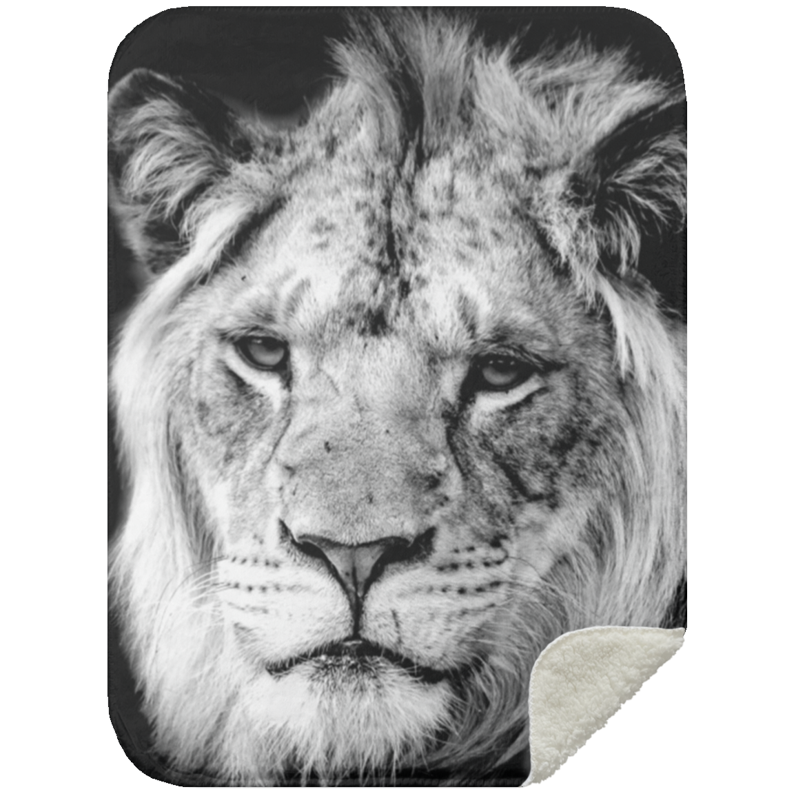 PREMIUM BLACK & WHITE LION HEAD BLANKET