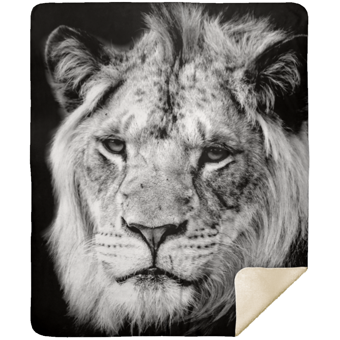 PREMIUM BLACK & WHITE LION HEAD BLANKET