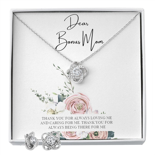 To My Bonus Mom / Love Knot Earring & Necklace Set