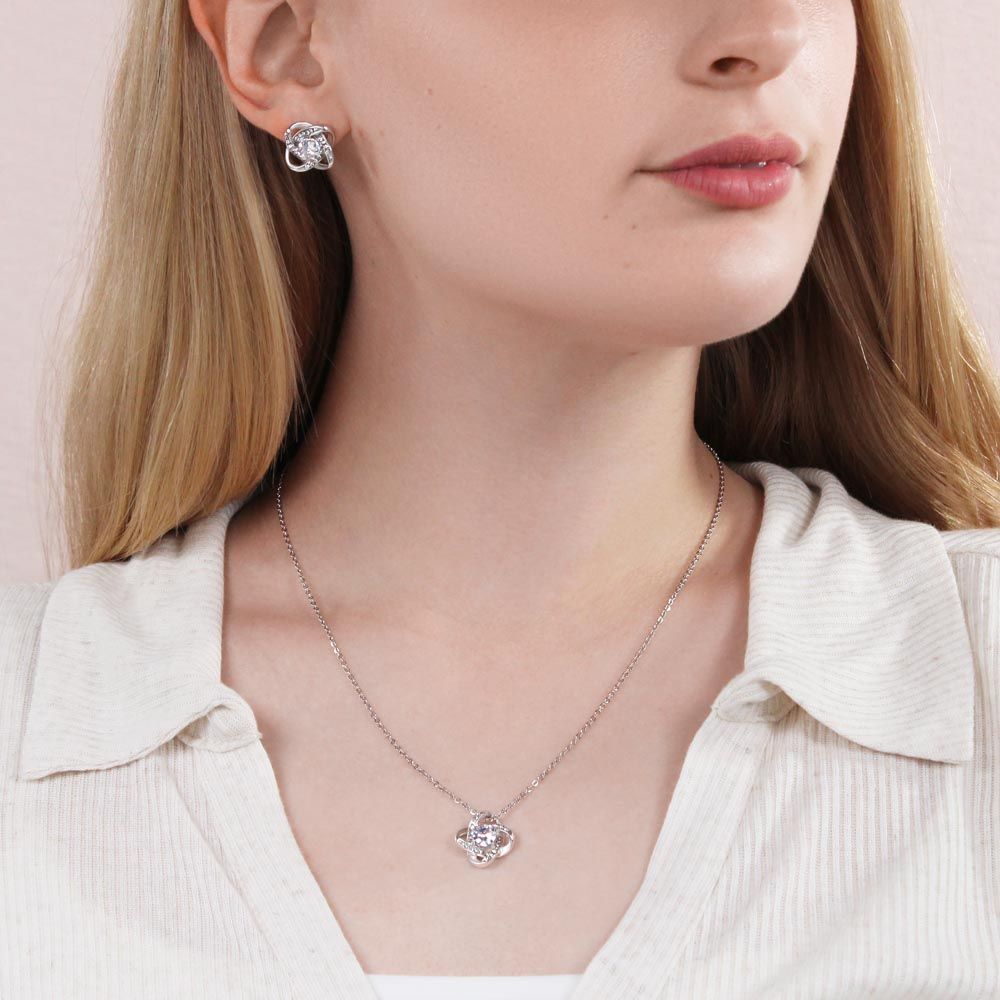 To My Daughter / New Mom / Love Knot Earring & Necklace Set