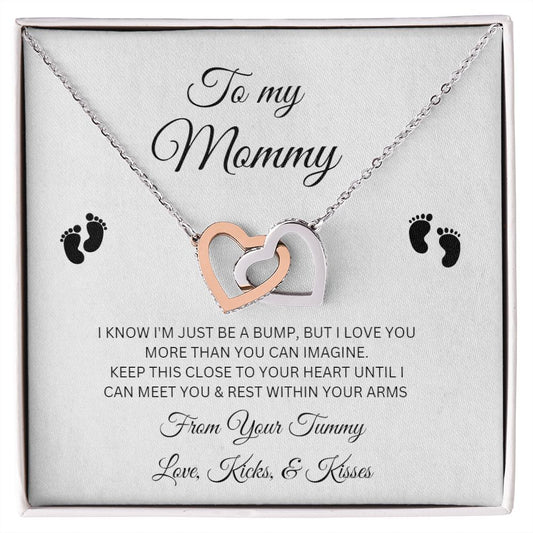 To My Mommy / From Your Tummy / Interlocking Hearts Necklace