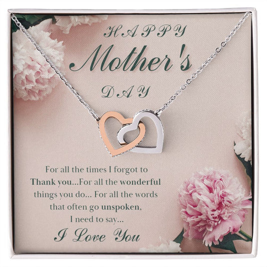 Happy Mother's Day / Interlocking Hearts Necklace