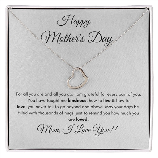 Happy Mother's Day / Poem / Delicate Heart Necklace