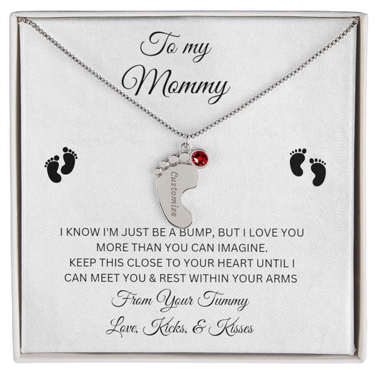To My Mommy / Engrave Baby Feet With Birthstone